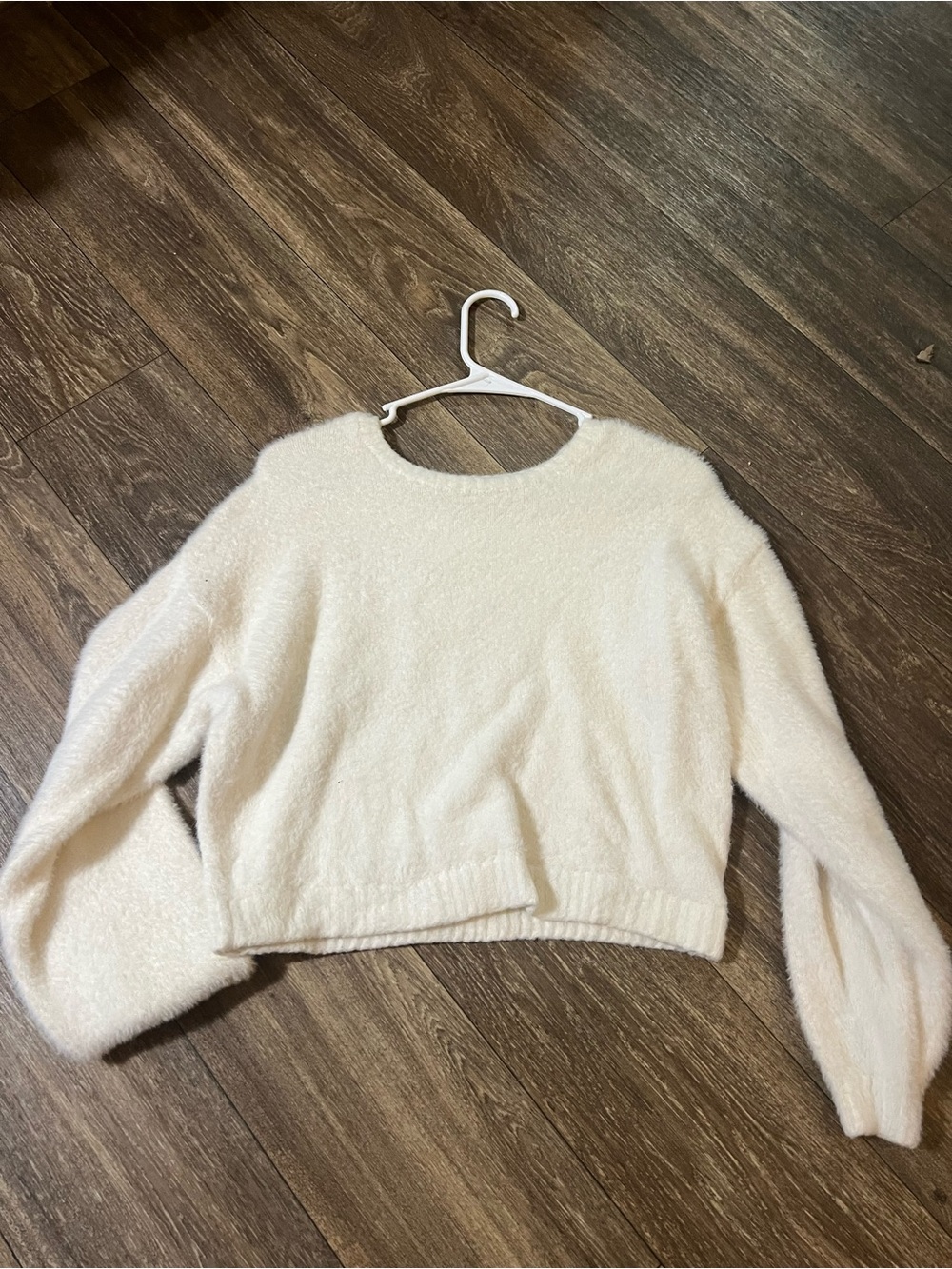 Hollister Cream Fuzzy Crewneck Sweater